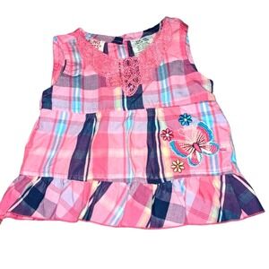 Young hearts vintage pink plaid‎ top size 12 months